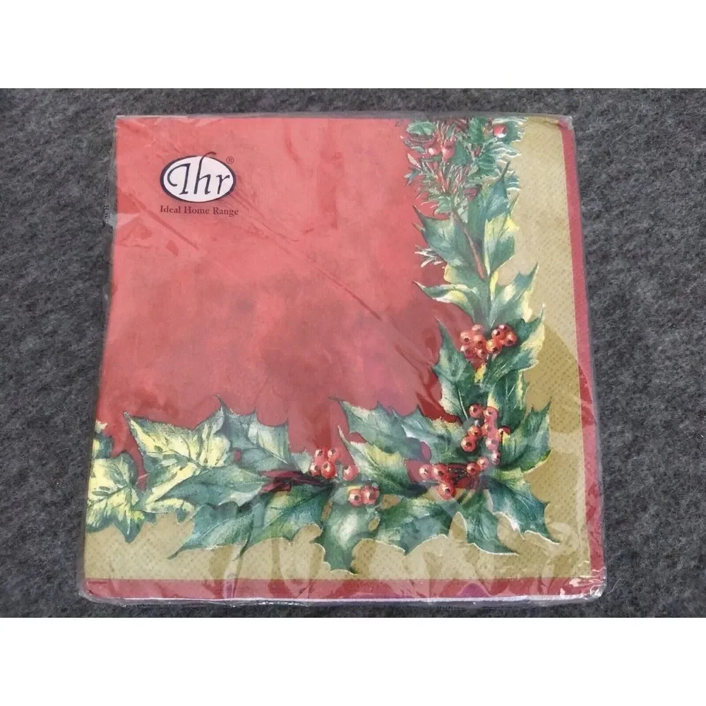 IHR 3-Ply Paper Napkins Bundle 20 Lunch & Cocktail + Round Candle Wreath Garland